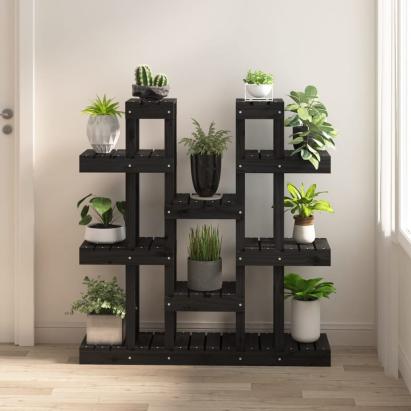 Suport pentru plante, negru,104,5x25x109,5cm, lemn masiv de pin GartenMobel Dekor
