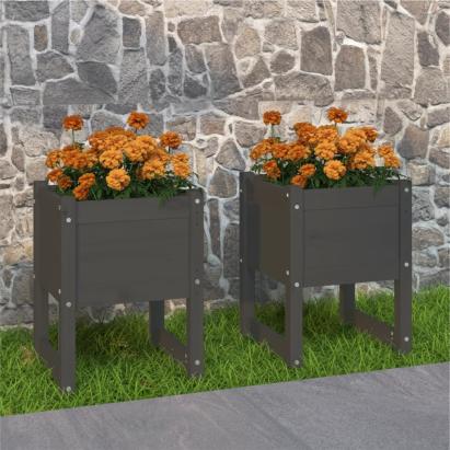Jardiniere, 2 buc., gri, 40x40x52,5 cm, lemn masiv de pin GartenMobel Dekor