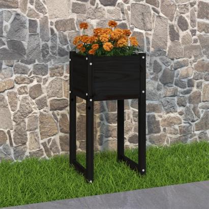 Jardinieră, Negru, 40x40x81 cm, lemn masiv de pin GartenMobel Dekor