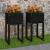 Jardiniere, 2 buc., Negru, 40x40x52,5 cm, lemn masiv de pin GartenMobel Dekor