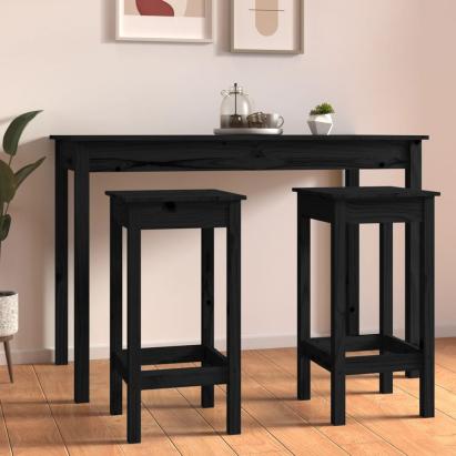 Scaune de bar, 2 buc., negru, 40x40x78 cm, lemn masiv pin GartenMobel Dekor