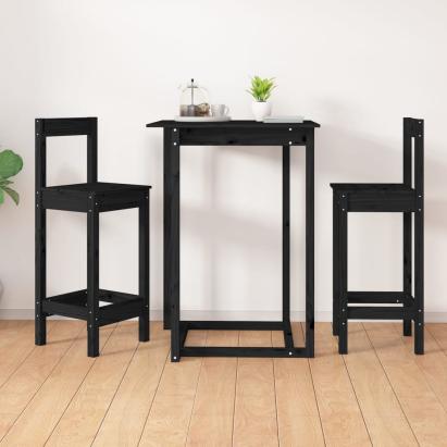 Scaune de bar, 2 buc., negru, 40x41,5x112 cm, lemn masiv pin GartenMobel Dekor