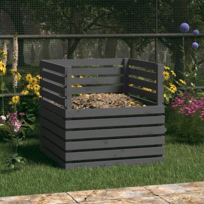 Compostor, gri, 80x80x78 cm, lemn masiv de pin GartenMobel Dekor