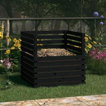 Compostor, negru, 80x80x78 cm, lemn masiv de pin GartenMobel Dekor