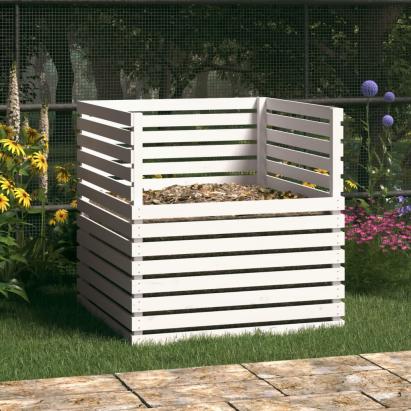 Compostor, alb, 100x100x102 cm, lemn masiv de pin GartenMobel Dekor