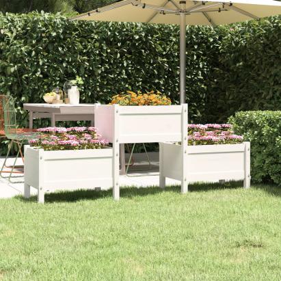 Jardinieră, alb, 178,5x44x75 cm, lemn masiv de pin GartenMobel Dekor