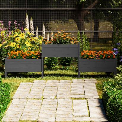 Jardinieră, gri , 245,5x44x75 cm, lemn masiv de pin GartenMobel Dekor