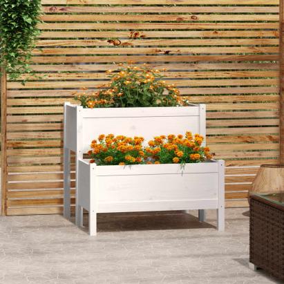 Jardinieră, alb, 84,5x84x75 cm, lemn masiv de pin GartenMobel Dekor