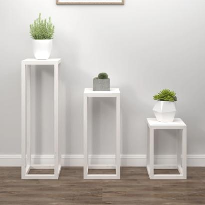 Set suport de plante, 3 piese, alb, lemn masiv de pin GartenMobel Dekor