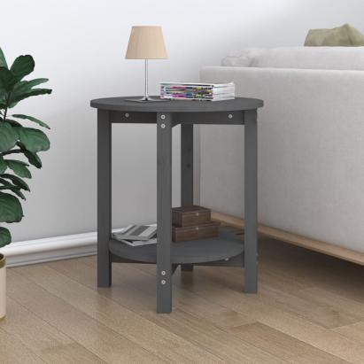 Măsuță de cafea, gri, Ø 55x60 cm, lemn masiv de pin GartenMobel Dekor