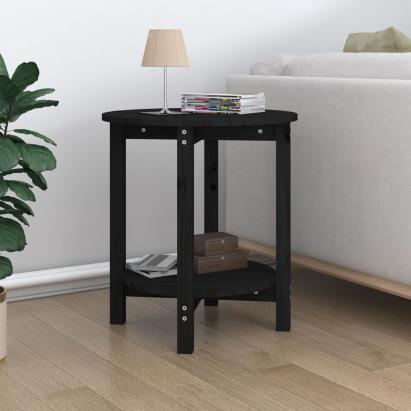 Măsuță de cafea, negru, Ø 55x60 cm, lemn masiv de pin GartenMobel Dekor