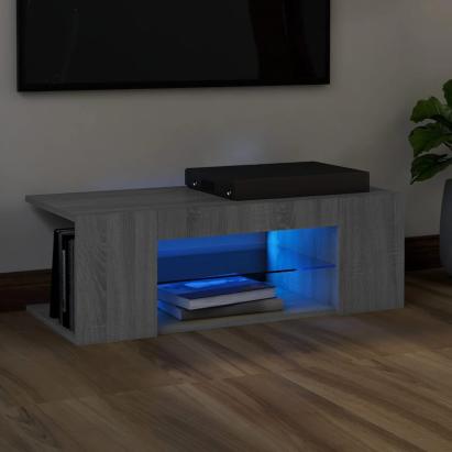Comodă TV cu lumini LED, gri sonoma, 90x39x30 cm GartenMobel Dekor