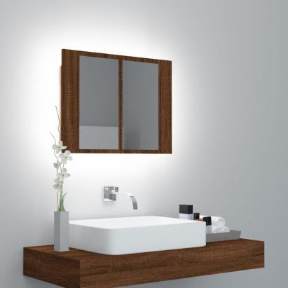 Dulap cu oglindă & LED stejar maro 60x12x45 cm lemn compozit GartenMobel Dekor
