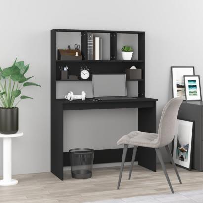 Birou cu rafturi, negru, 102x45x148 cm, lemn compozit GartenMobel Dekor