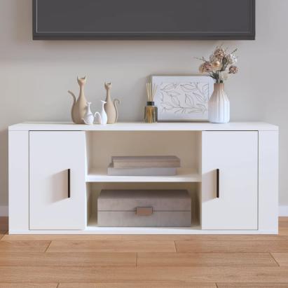Comodă TV, alb, 100x35x40 cm, lemn prelucrat GartenMobel Dekor