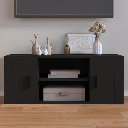 Comodă TV, negru, 100x35x40 cm, lemn prelucrat GartenMobel Dekor