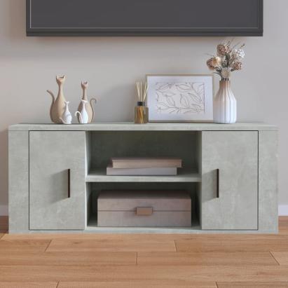 Comodă TV, gri beton, 100x35x40 cm, lemn prelucrat GartenMobel Dekor