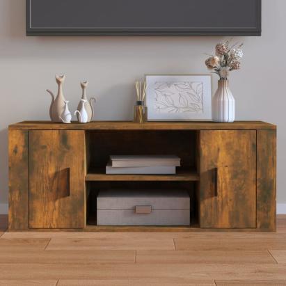 Comodă TV, stejar fumuriu, 100x35x40 cm, lemn prelucrat GartenMobel Dekor