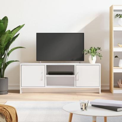 Comodă TV, alb extralucios, 102x30x37,5 cm, lemn prelucrat GartenMobel Dekor
