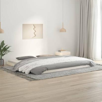 Cadru de pat, alb, 200x200 cm, lemn masiv de pin GartenMobel Dekor