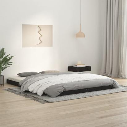 Cadru de pat, negru, 150x200 cm, King Size, lemn masiv de pin GartenMobel Dekor