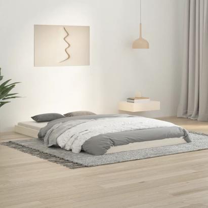 Cadru de pat dublu mic, 120x190 cm, alb, lemn masiv de pin GartenMobel Dekor