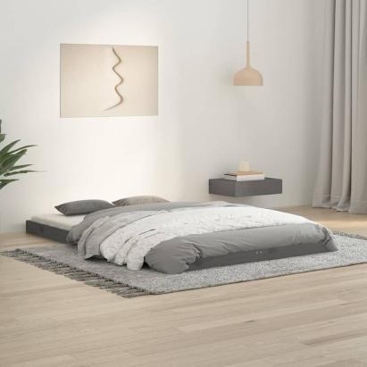 Cadru de pat Small Double, gri, 120x190 cm, lemn masiv de pin GartenMobel Dekor