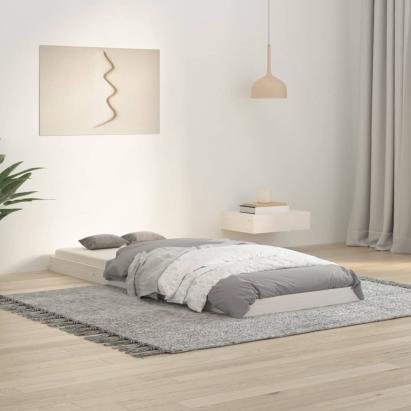 Cadru de pat, alb, 75x190 cm, single mic, lemn masiv de pin GartenMobel Dekor