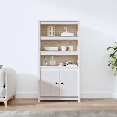 Dulap înalt, alb, 80x35x154 cm, lemn masiv de pin GartenMobel Dekor