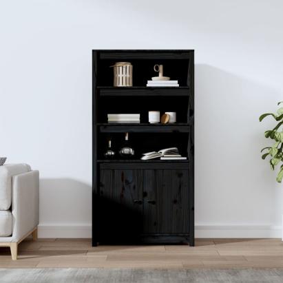 Dulap înalt, negru, 80x35x154 cm, lemn masiv de pin GartenMobel Dekor