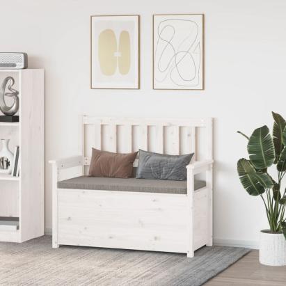 Bancă, alb, 112,5x51,5x96,5 cm, lemn masiv de pin GartenMobel Dekor