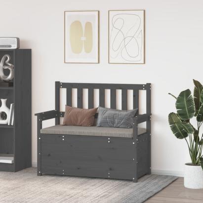 Bancă, gri, 112,5x51,5x96,5 cm, lemn masiv de pin GartenMobel Dekor