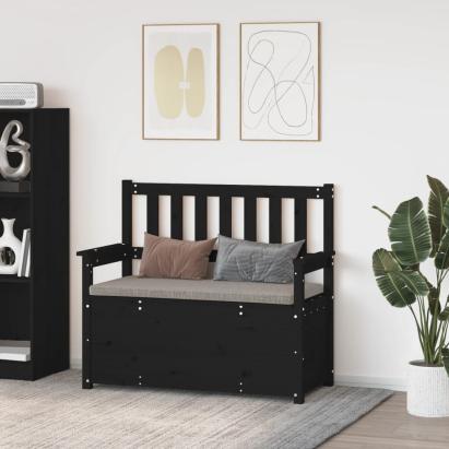 Bancă, negru, 112,5x51,5x96,5 cm, lemn masiv de pin GartenMobel Dekor