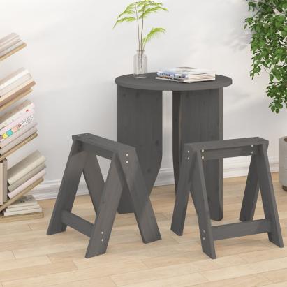 Scaune, 2 buc., gri, 40x40x45 cm, lemn masiv de pin GartenMobel Dekor