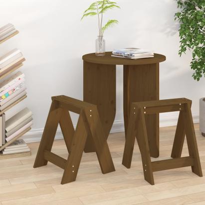 Scaune, 2 buc., maro miere, 40x40x45 cm, lemn masiv de pin GartenMobel Dekor