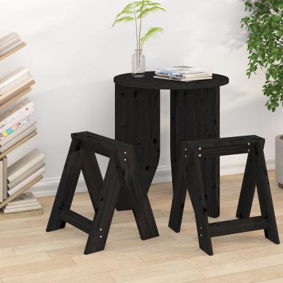 Scaune, 2 buc., negru, 40x40x45 cm, lemn masiv de pin GartenMobel Dekor