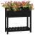 Jardinieră cu raft, negru, 82,5x34,5x81 cm, lemn masiv de pin GartenMobel Dekor