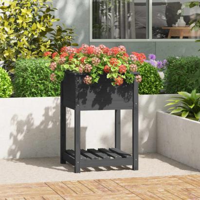 Jardinieră cu raft, gri, 54x54x81 cm, lemn masiv de pin GartenMobel Dekor