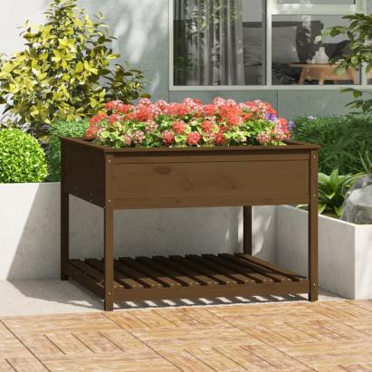 Jardinieră cu raft maro miere 111,5x111,5x81 cm lemn masiv pin GartenMobel Dekor