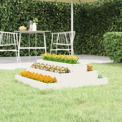 Jardinieră, alb, 80x80x27 cm, lemn masiv de pin GartenMobel Dekor