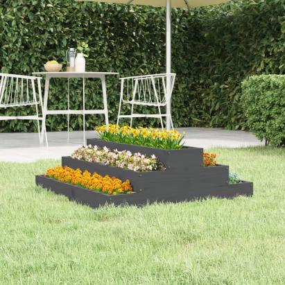 Jardinieră, gri, 80x80x27 cm, lemn masiv de pin GartenMobel Dekor