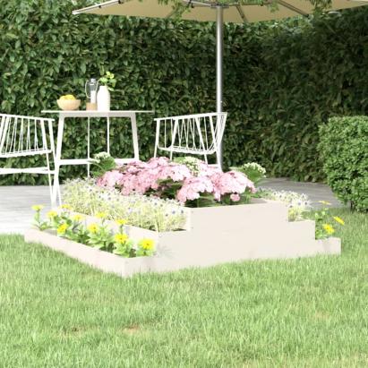 Jardinieră, alb, 110x110x27 cm, lemn masiv de pin GartenMobel Dekor
