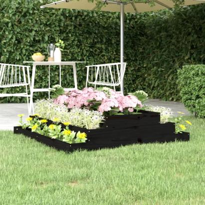 Jardinieră, negru, 110x110x27 cm, lemn masiv de pin GartenMobel Dekor