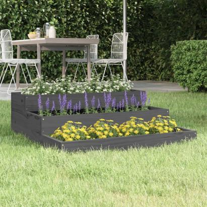 Jardinieră, gri, 78x78x27 cm, lemn masiv de pin GartenMobel Dekor