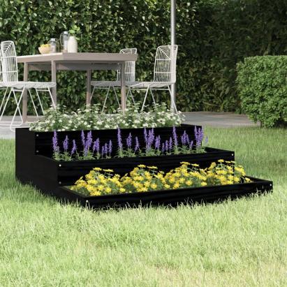 Jardinieră, negru, 78x78x27 cm, lemn masiv de pin GartenMobel Dekor