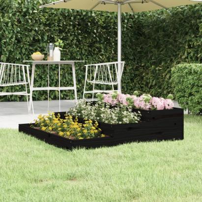 Jardinieră, negru, 107x107x27 cm, lemn masiv de pin GartenMobel Dekor