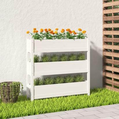 Jardinieră, alb, 112x25x104,5 cm, lemn masiv de pin GartenMobel Dekor