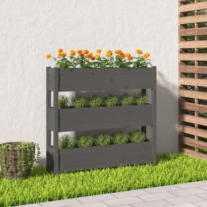 Jardinieră, gri, 112x25x104,5 cm, lemn masiv de pin GartenMobel Dekor
