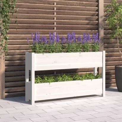 Jardinieră, alb, 112x25x66 cm, lemn masiv de pin GartenMobel Dekor