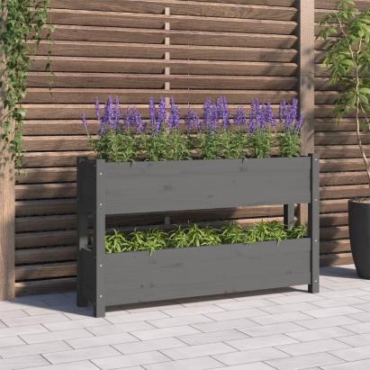 Jardinieră, gri, 112x25x66 cm, lemn masiv de pin GartenMobel Dekor